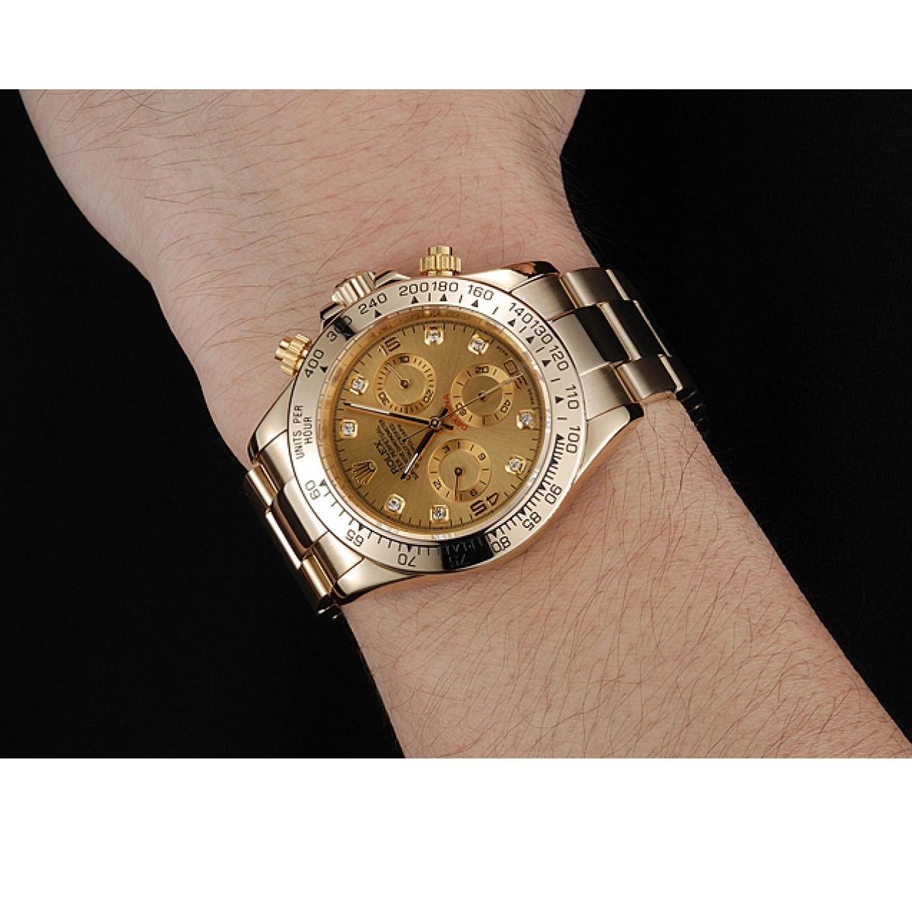Aaa replica watch Rolex Gold Numerals Daytona Brown 1454245 Cosmograph Dial Bracelet Diamond And Case 0713